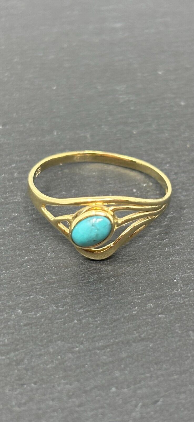 Goldring Gelbgold Türkis Stein Oval 8K/333 Gr.55 No.108