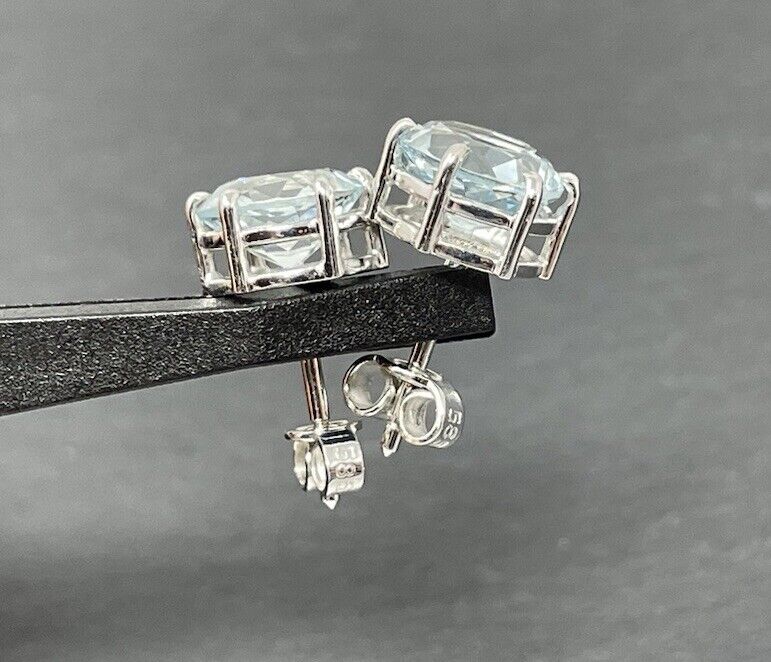 Goldene Ohrringe Stecker 14K/585 ca. 3,2 Ct Aquamarin Blaue Edelsteine No.32 verkauft