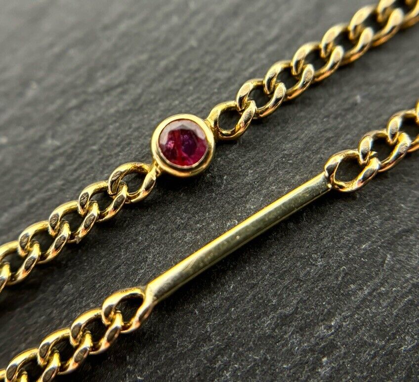 Damen Vintage Gold Panzerarmband 8K 333 mit Rubinen 19cm massiv No.U40 verkauft