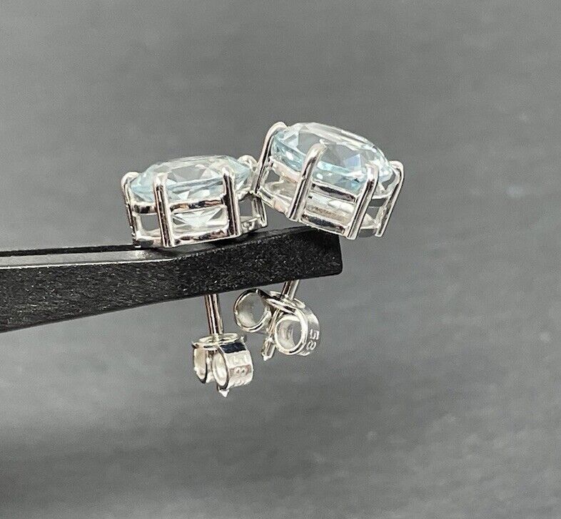 Goldene Ohrringe Stecker 14K/585 ca. 3,2 Ct Aquamarin Blaue Edelsteine No.32 verkauft