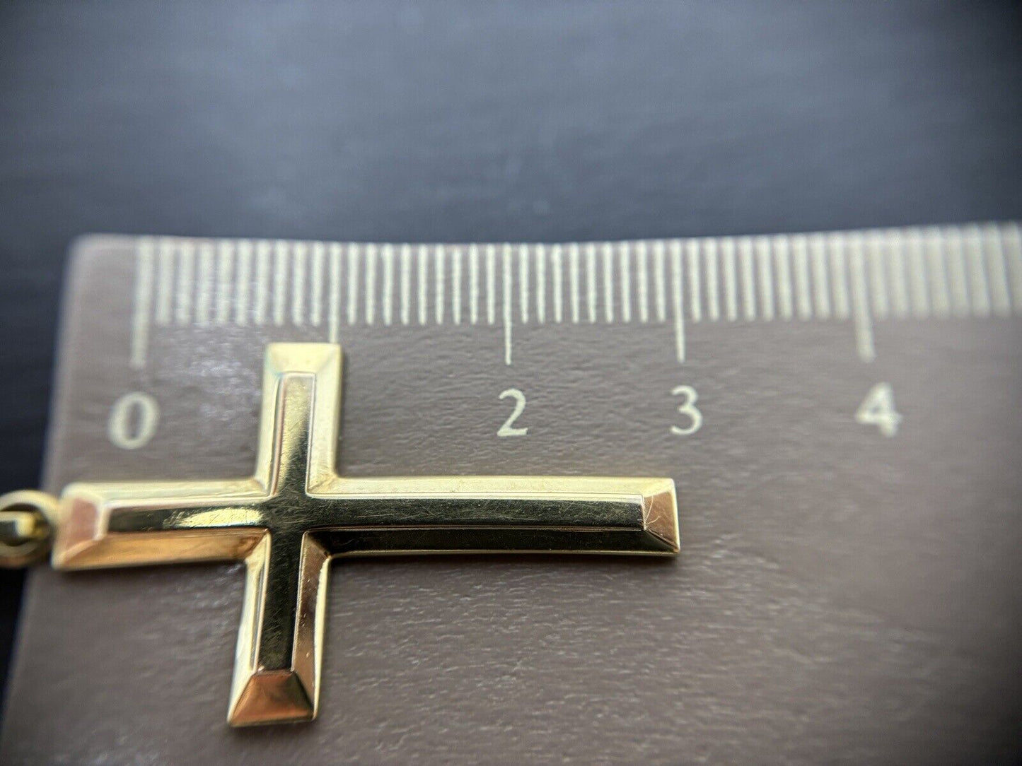 Gold Kreuz Glänzend 9K/375 Gelbgold Anhänger 3cm fein No.U23