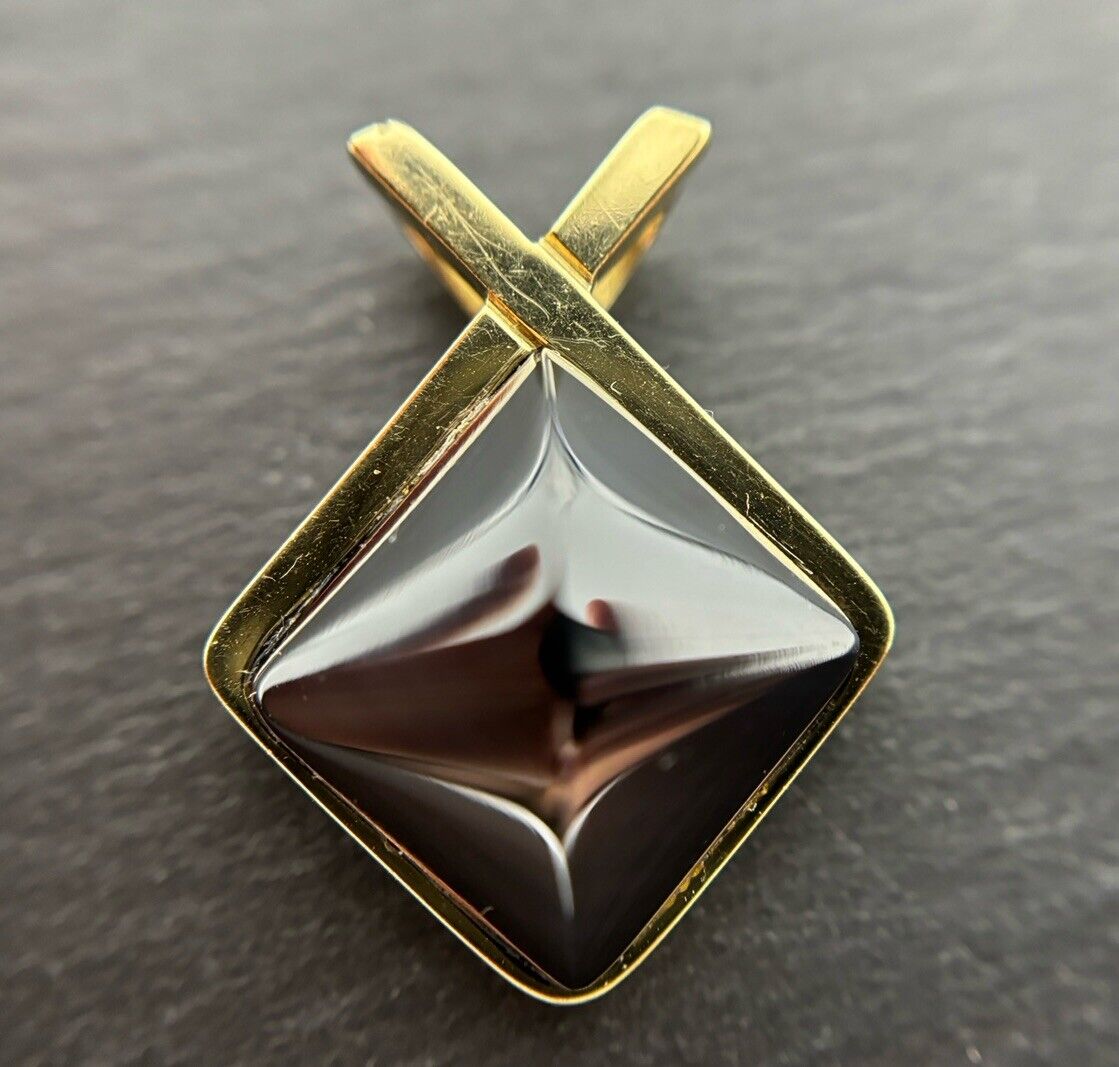Gold Anhänger Designer massiv 14K/585 Oeding Erdel mit Onyx No.U17