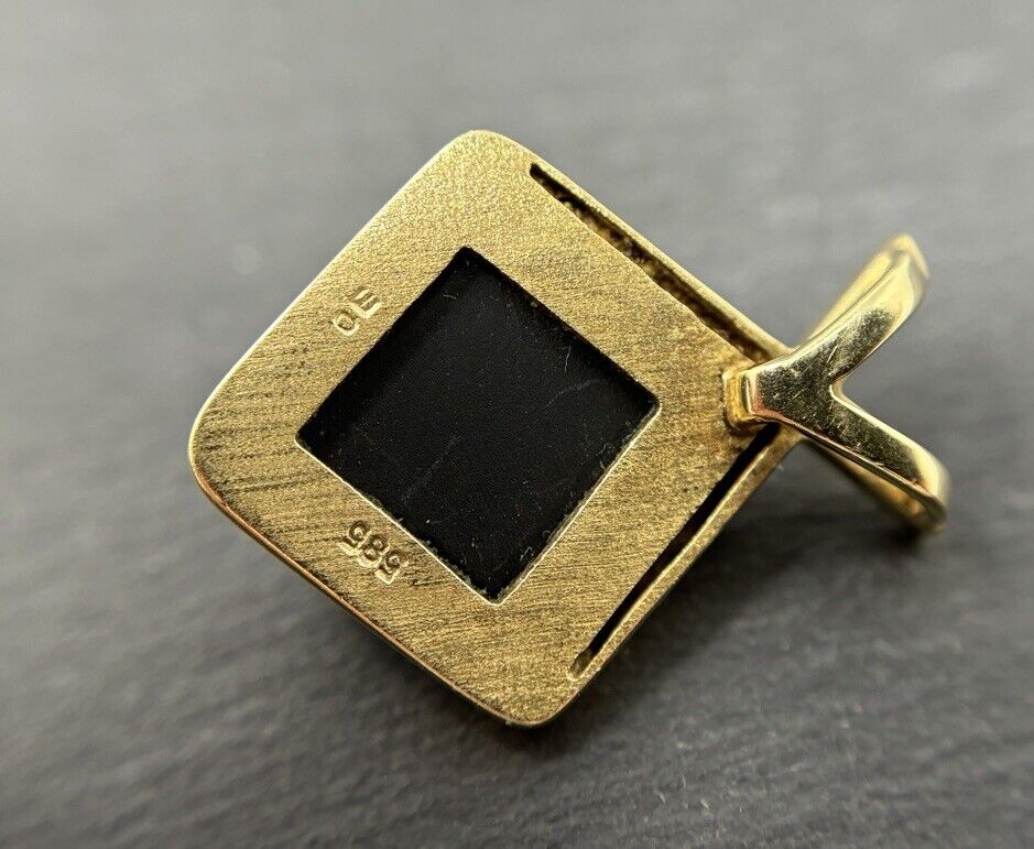 Gold Anhänger Designer massiv 14K/585 Oeding Erdel mit Onyx No.U17