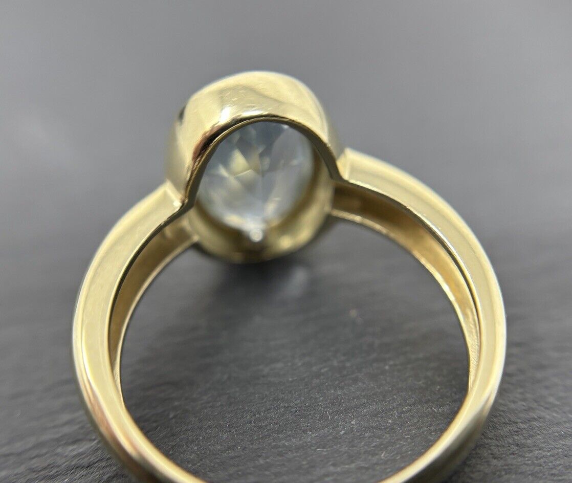 Goldring mit Aquamarin ca. 4,5ct 12x9,5mm Eisblau 14K/585 Gr.57,5 No.U81