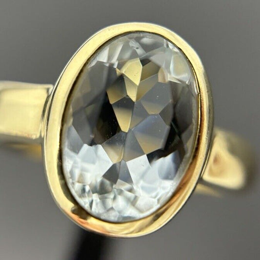 Goldring mit Aquamarin ca. 4,5ct 12x9,5mm Eisblau 14K/585 Gr.57,5 No.U81