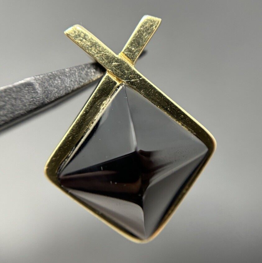Gold Anhänger Designer massiv 14K/585 Oeding Erdel mit Onyx No.U17