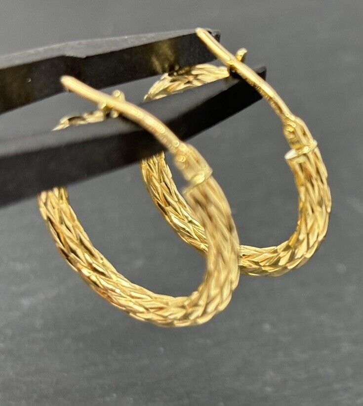 Goldene Ohrringe Creolen Italienisch Muster 18K/750 Gelbgold 2cm No.136 verkauft