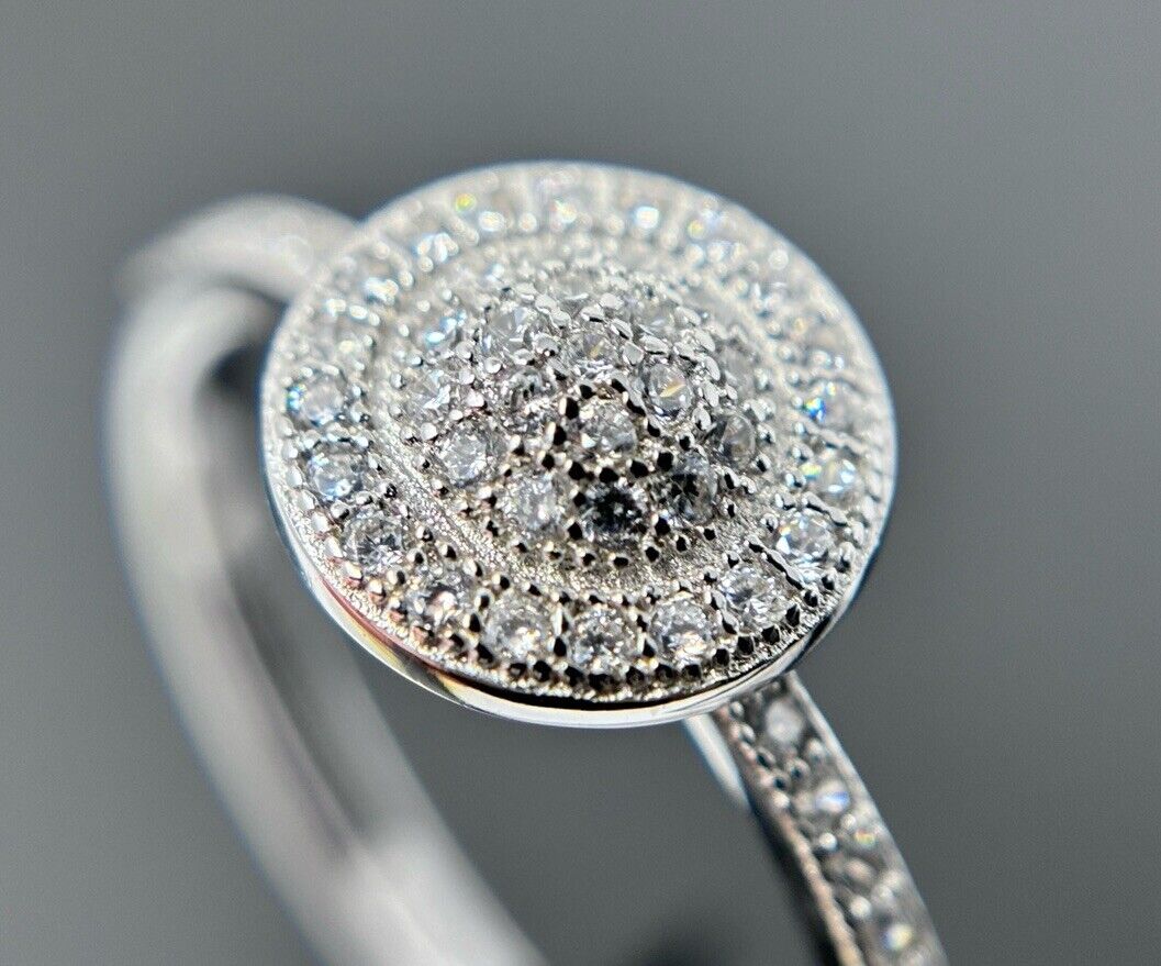 Ring Weiß Brillantschliff Silber 925er Steine auf der Schiene Vintage Look