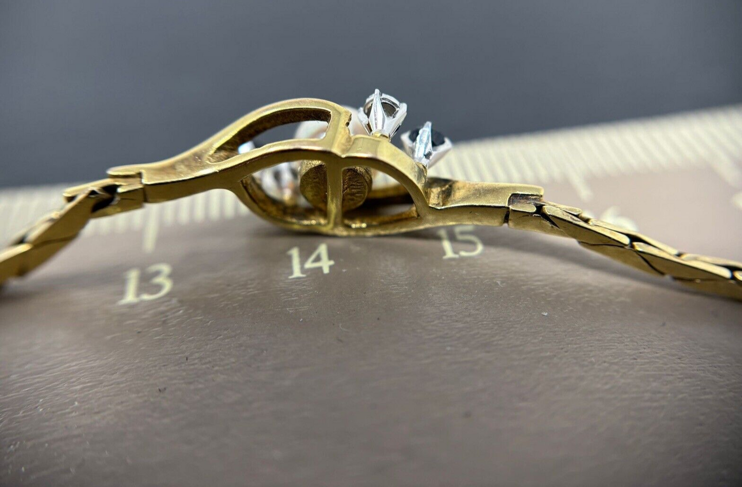 Armband Gelbgold Diamanten/Saphire Südseeperle 8K/333  19cm