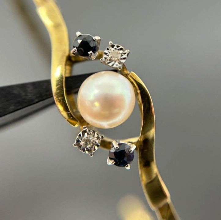 Armband Gelbgold Diamanten/Saphire Südseeperle 8K/333  19cm