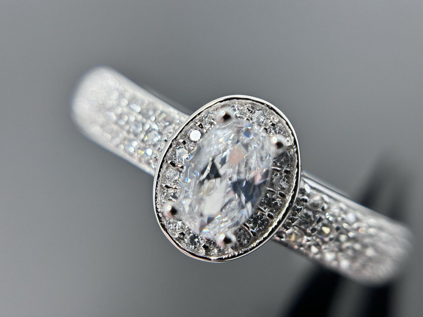 Silber Ring Oval Silber 925er Entourage Halo Kanal