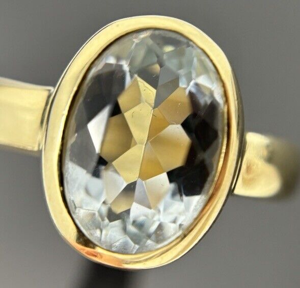 Goldring mit Aquamarin ca. 4,5ct 12x9,5mm Eisblau 14K/585 Gr.57,5 No.U81