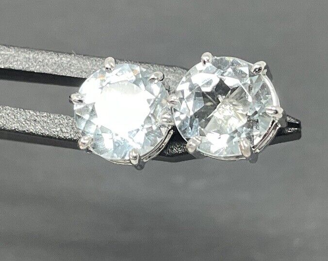 Goldene Ohrringe Stecker 14K/585 ca. 3,2 Ct Aquamarin Blaue Edelsteine No.32 verkauft
