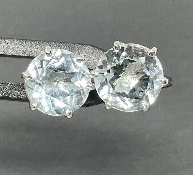 Goldene Ohrringe Stecker 14K/585 ca. 3,2 Ct Aquamarin Blaue Edelsteine No.32 verkauft