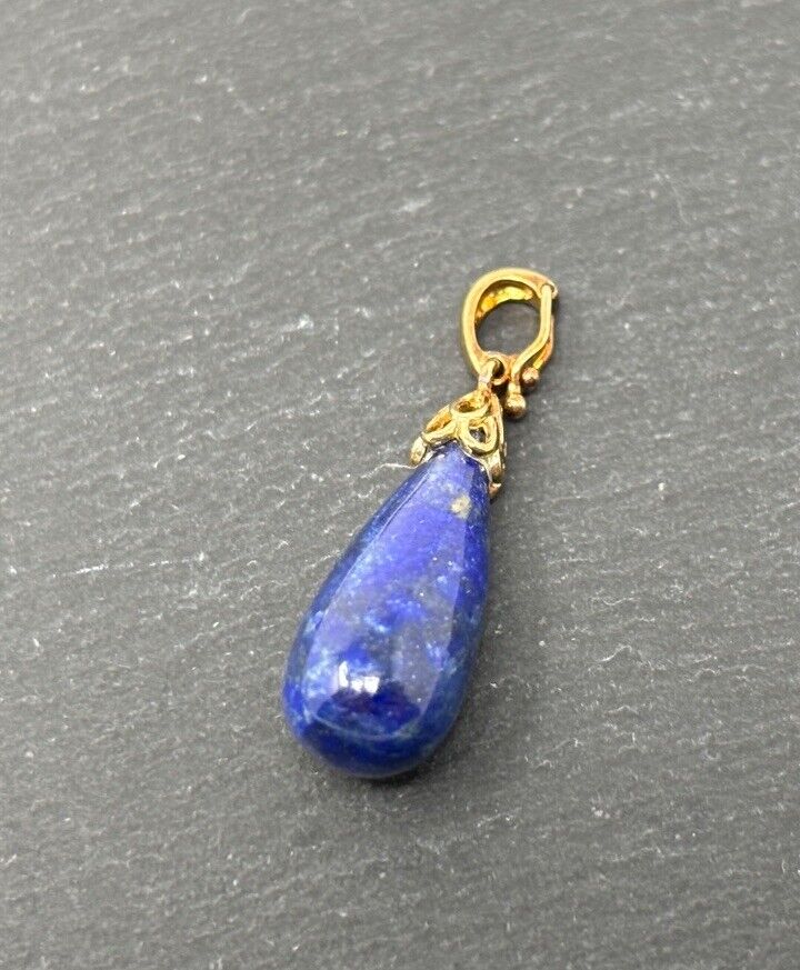 Gold Anhänger Lapislazuli Tropfen 8K/333 Gelbgold Dunkelblau Edelstein No.U71