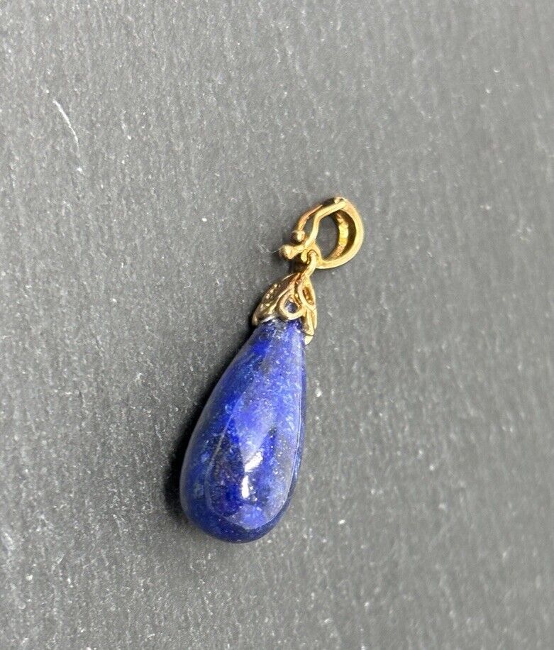 Gold Anhänger Lapislazuli Tropfen 8K/333 Gelbgold Dunkelblau Edelstein No.U71