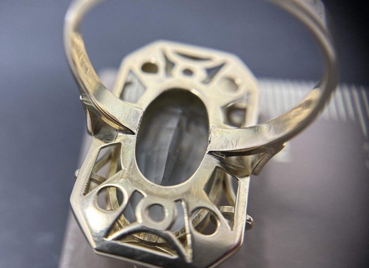 Goldring Vintage Aquamarin ca. 14ct Eisblau 14K/585 Gr.61 No.U