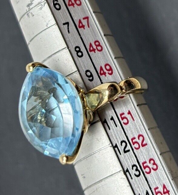Gold Ring Gelbgold Blautopas Eisblau ca.15x10mm 9K/375 Damenring Gr.50 No.62