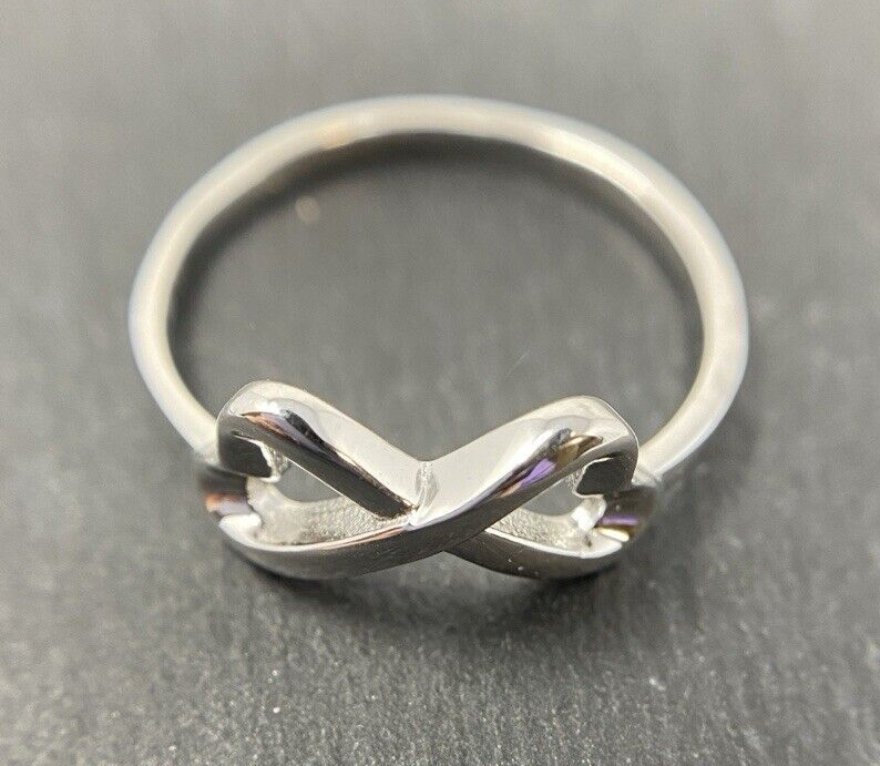 Silber Ring 925 Schleife glänzend massiv rhodiniert polierter Finish