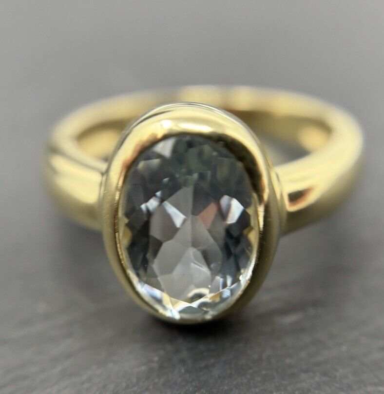 Goldring mit Aquamarin ca. 4,5ct 12x9,5mm Eisblau 14K/585 Gr.57,5 No.U81