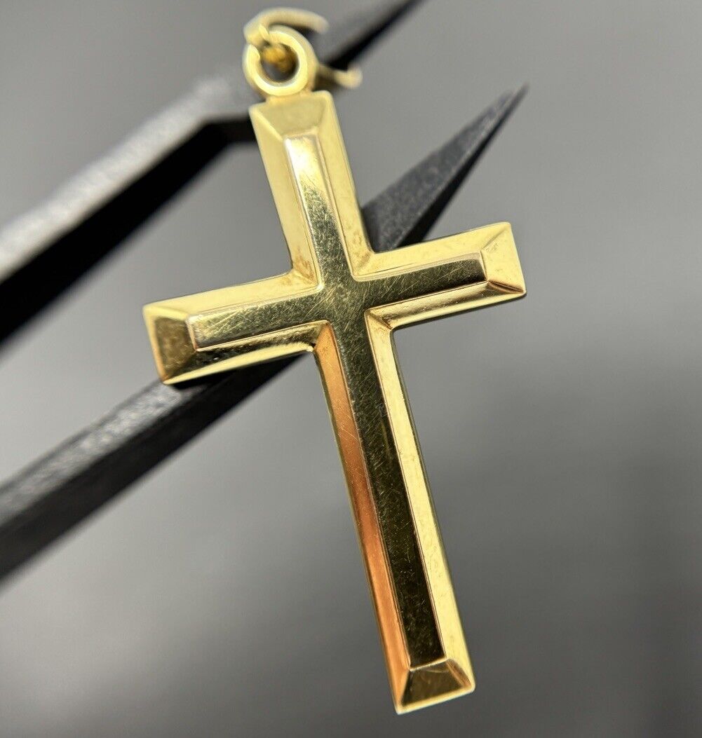 Gold Kreuz Glänzend 9K/375 Gelbgold Anhänger 3cm fein No.U23