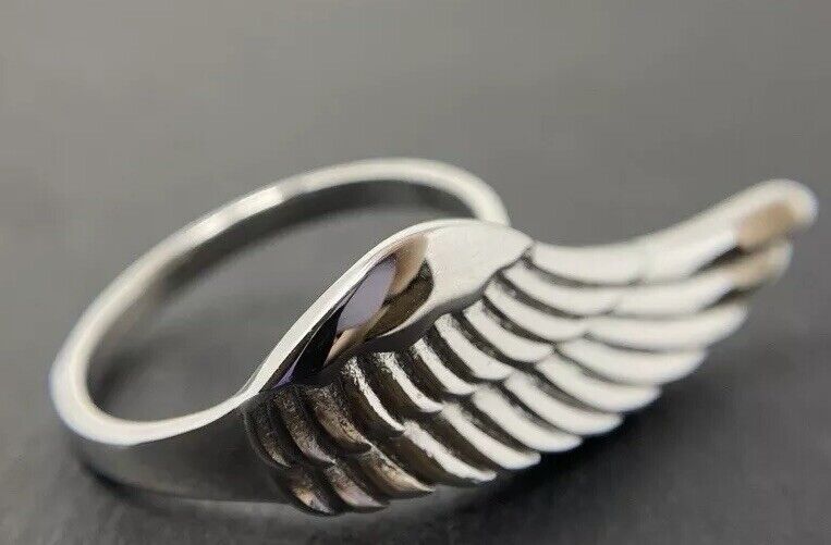 Silberring 925er Engelsflügel Rhodiniert polierter Finish