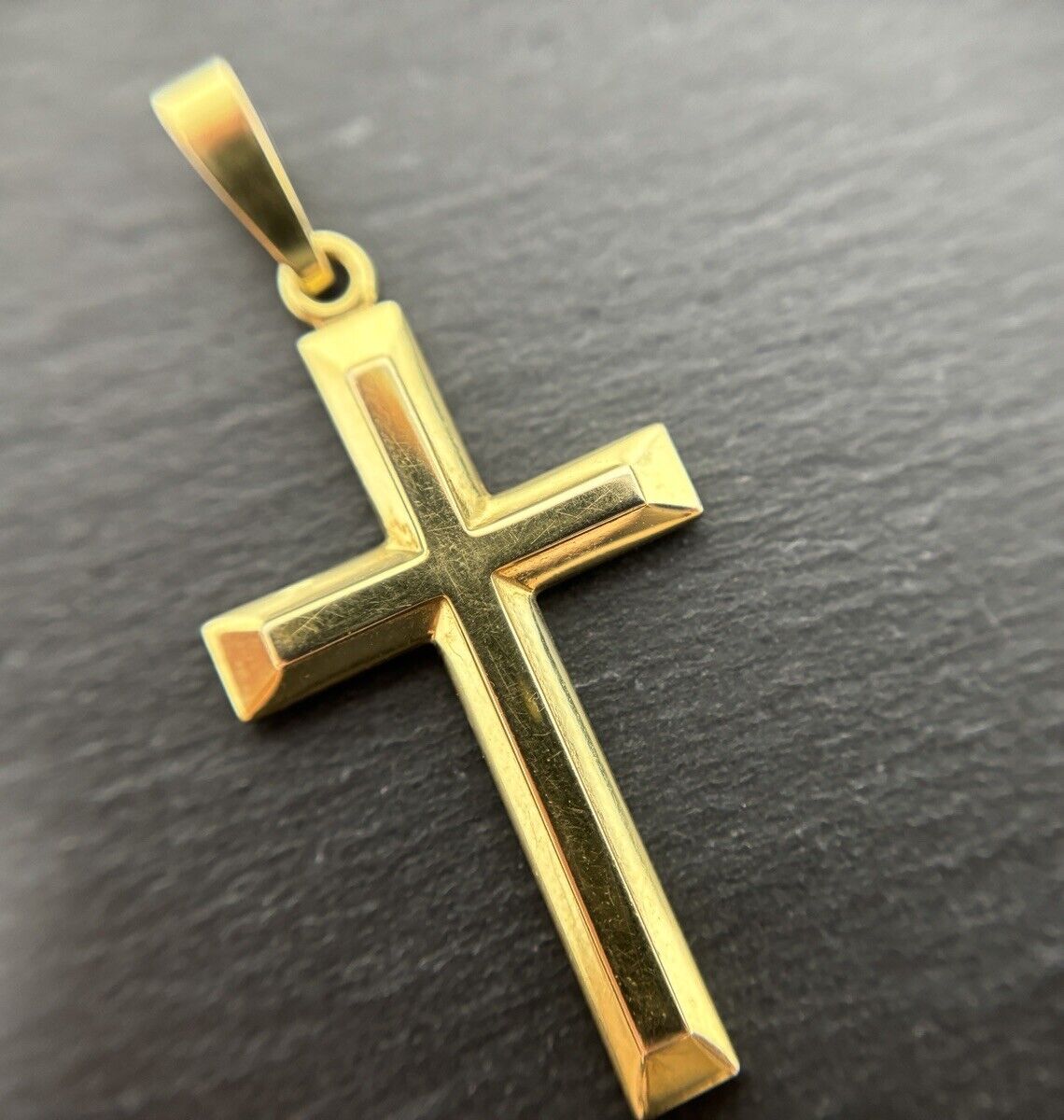 Gold Kreuz Glänzend 9K/375 Gelbgold Anhänger 3cm fein No.U23