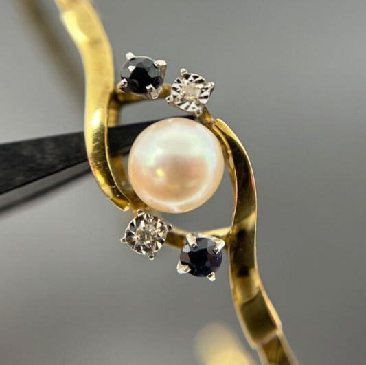 Armband Gelbgold Diamanten/Saphire Südseeperle 8K/333 19cm