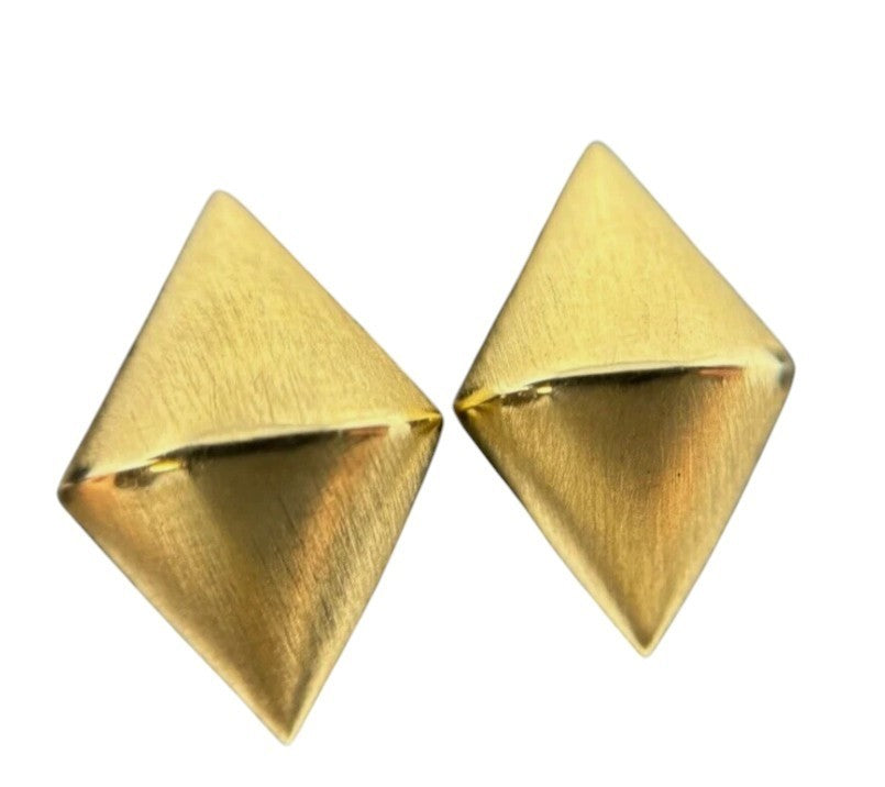 Ohrringe Ohrstecker Gold 14K/585 goldene Raute 1,5cm matt gebürstet 
