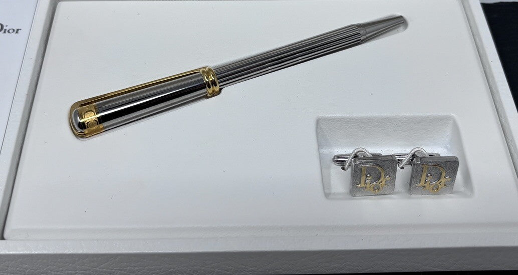 Dior Manschettenknöpfe und Kugelschreiber Full Set Vintage