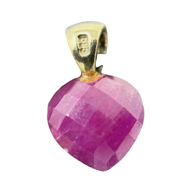 Gold Anhänger 14K/585 Rubin Herzschliff Synthetisch 10mm 