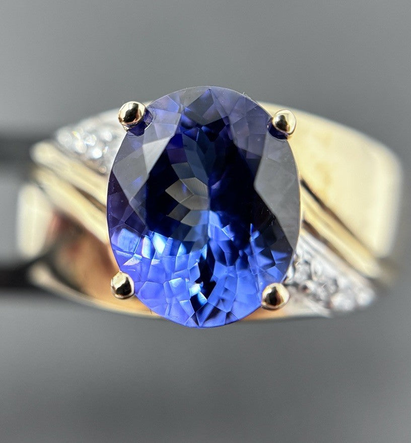 Tansanit 4ct Ring 585 gelb Gold 14 Karat Goldring Solitärring Harry Ivens