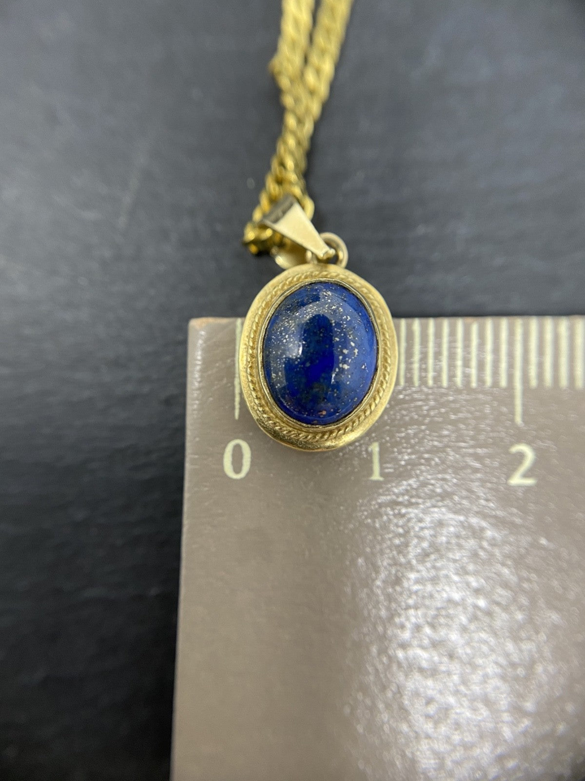 14K Gold Schmuckset Lapislazuli – Panzerkette & Ohrstecker – Echtgold – Vintage