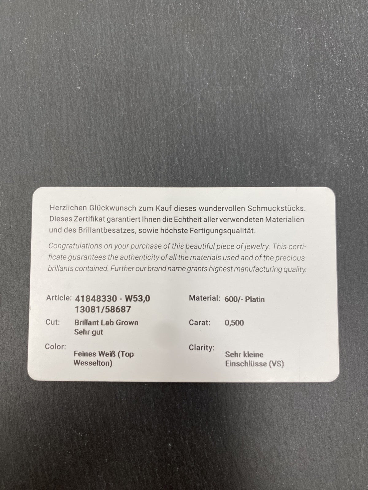 Diamantring aus 600 Platin mit funkelndem 0,5 ct Brillant | Gr. 53