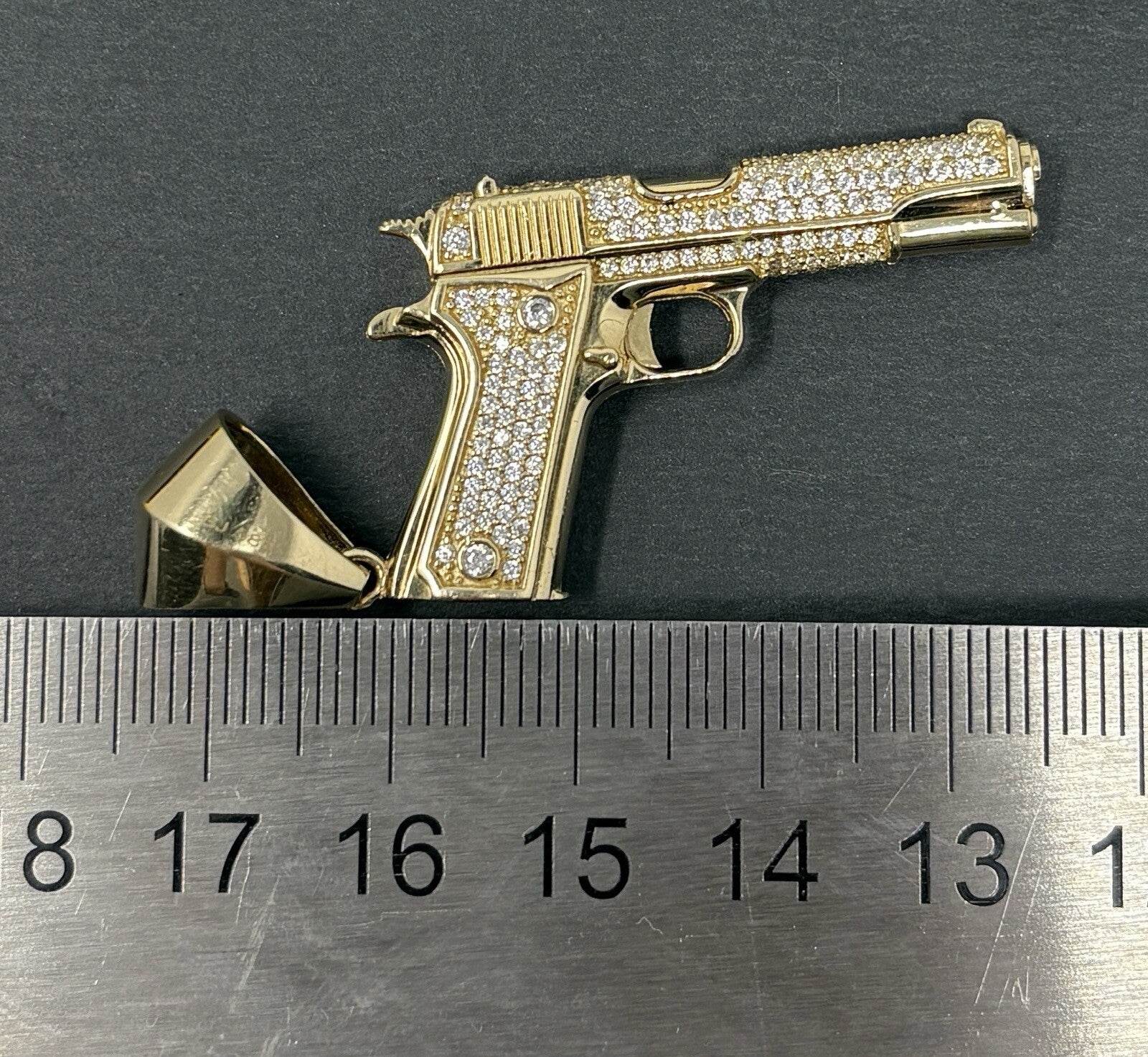 Gold Anhänger Pistole 274 Diamanten ca. 1,7ct Farbe  H 14K/585 Gelbgold