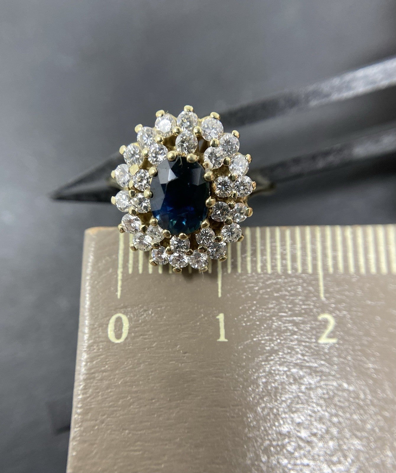 1ct Saphir Ring Und Brillanten | 14K/585 Gelbgold Gr. 54
