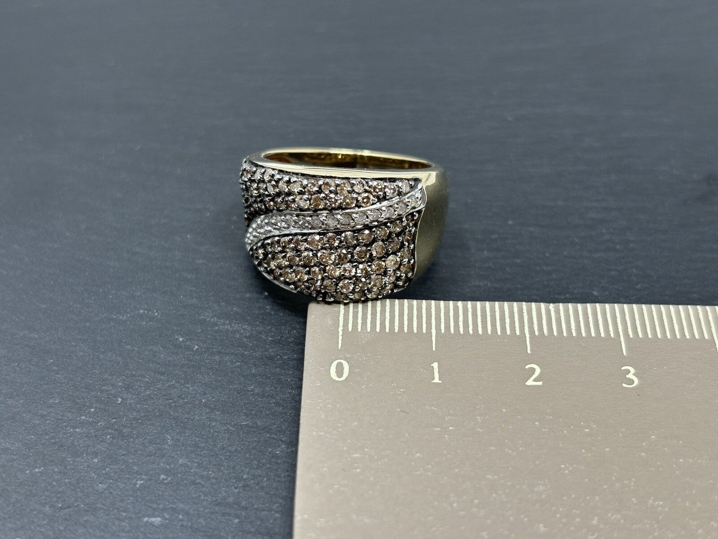 Brillantenbesetzer Ring mit Rauchdiamanten ca. 1 ct 14 K / 585 IV