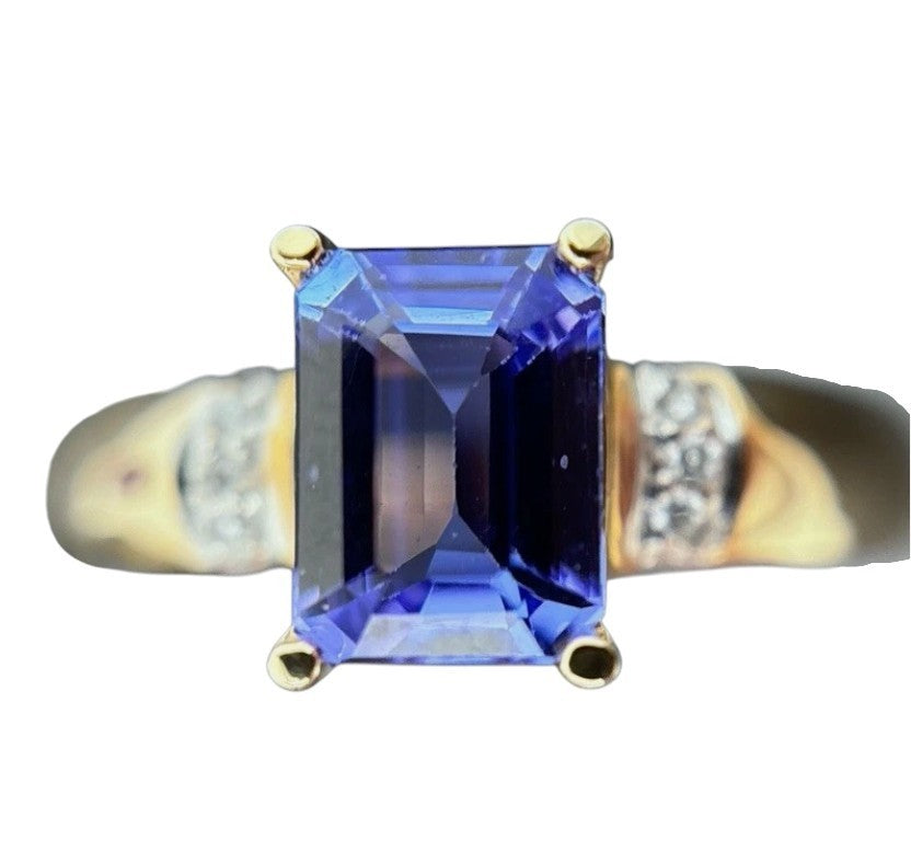 Tansanit 1,5ct Ring 585 gelb Gold 14 Karat Goldring Solitärring