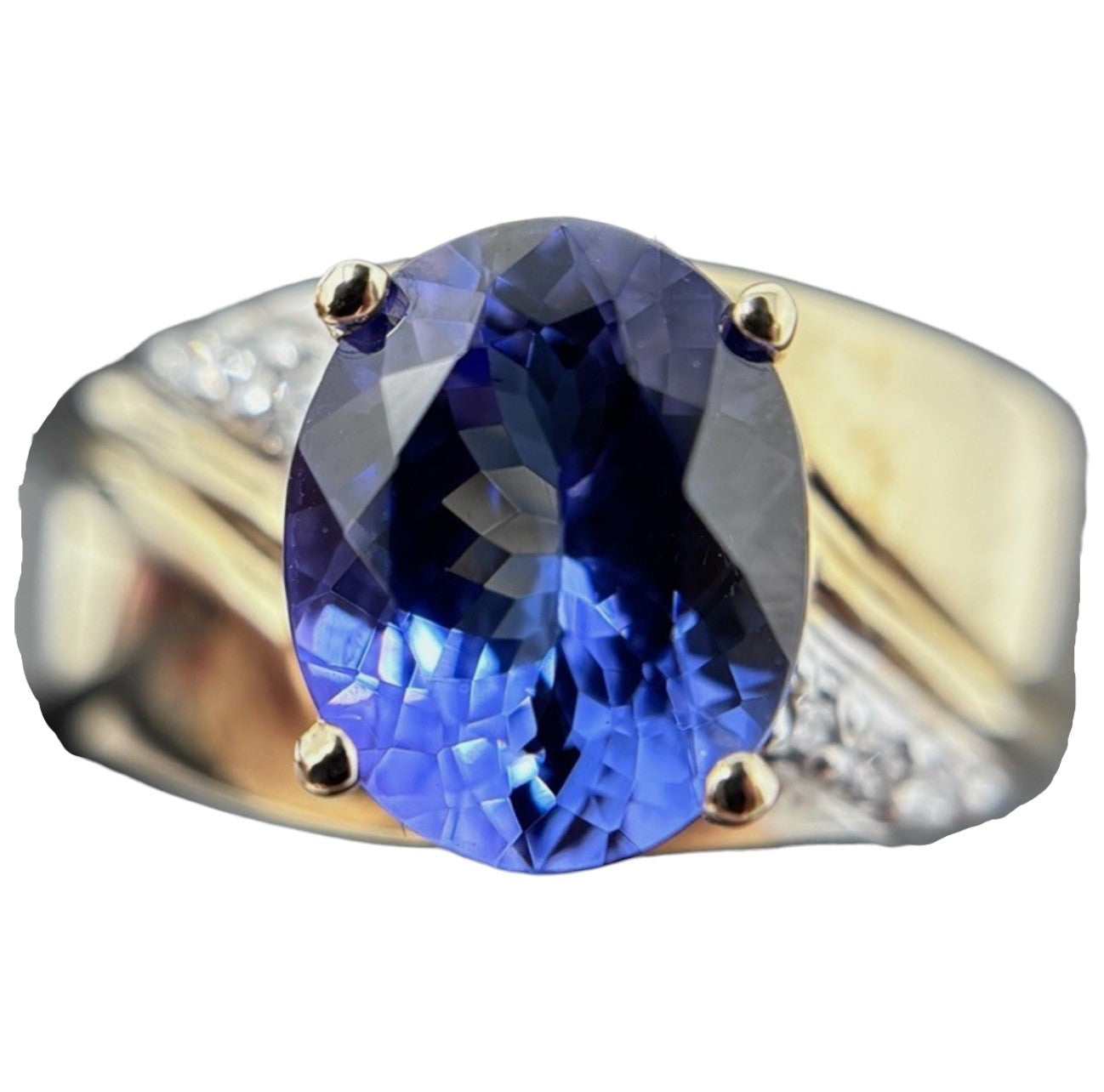 Tansanit 4ct Ring 585 gelb Gold 14 Karat Goldring Solitärring Harry Ivens