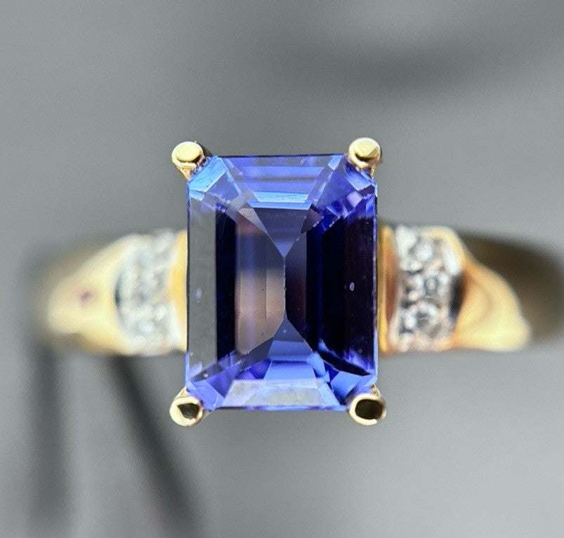 Tansanit 1,5ct Ring 585 gelb Gold 14 Karat Goldring Solitärring