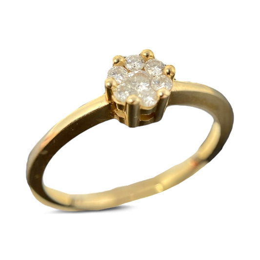 Diamantring Goldring 7 Brillanten  14K/585 Gr. 59