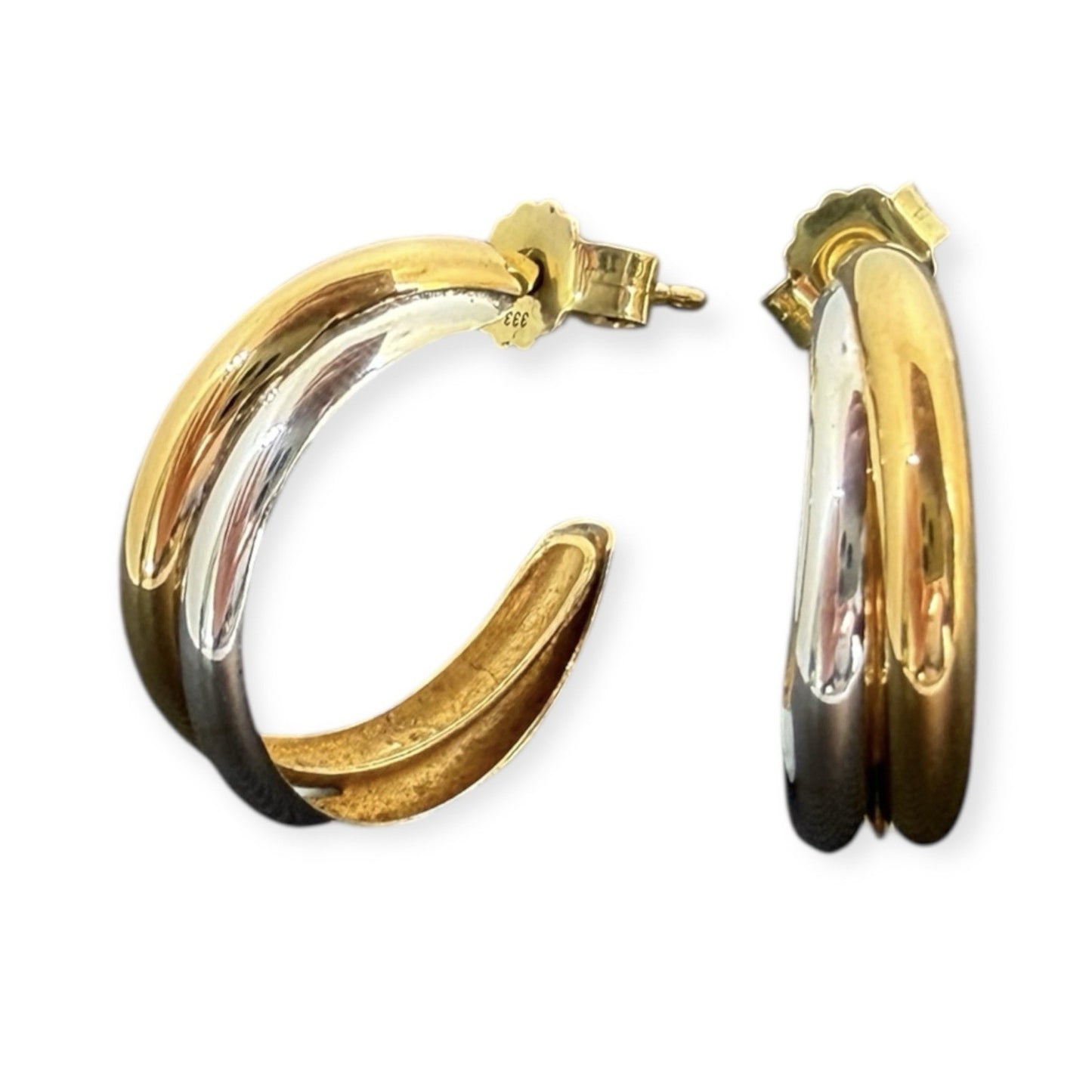 Gelbgold Weißgold Creolen Bicolor | 8K/333