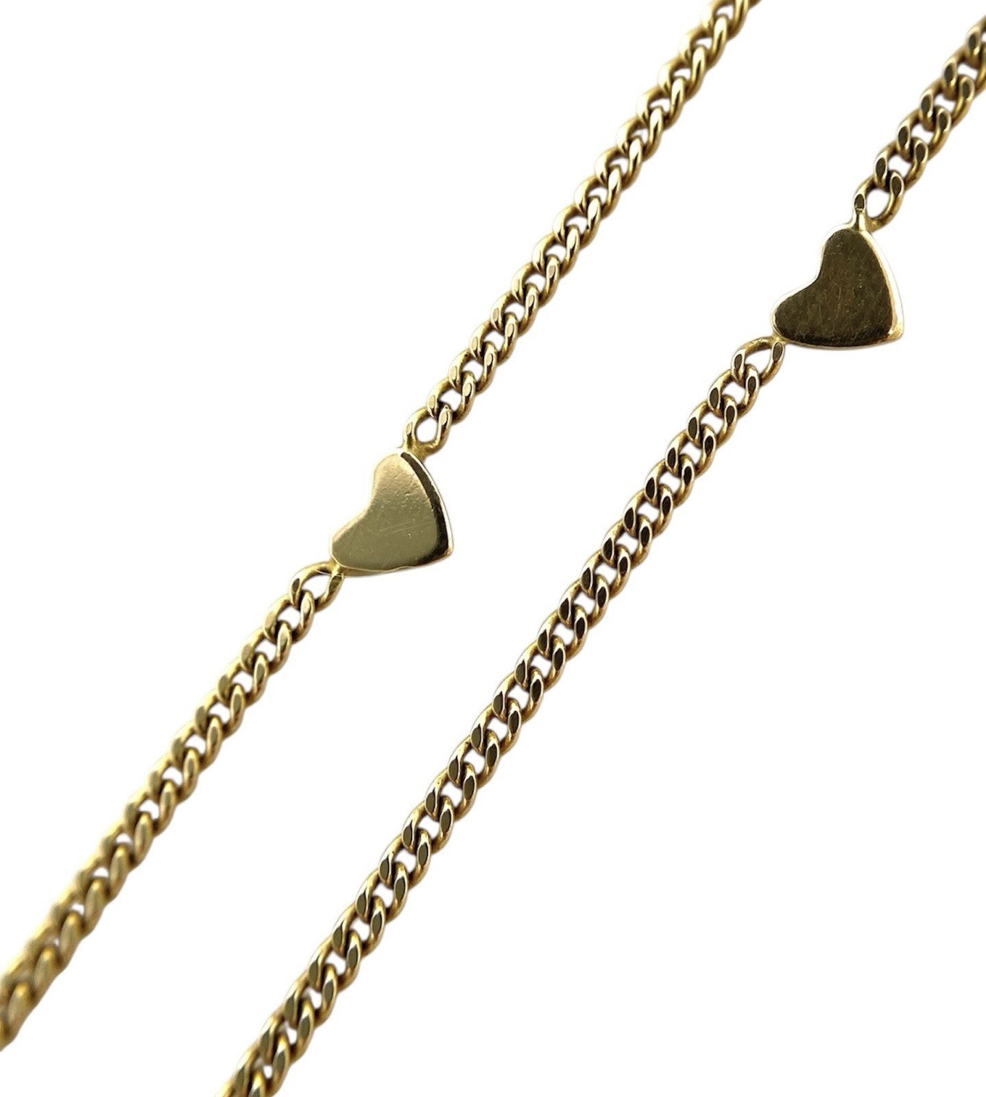 Panzerarmband 585, 14 Karat Gelbgold mit Herzelementen 23/26cm