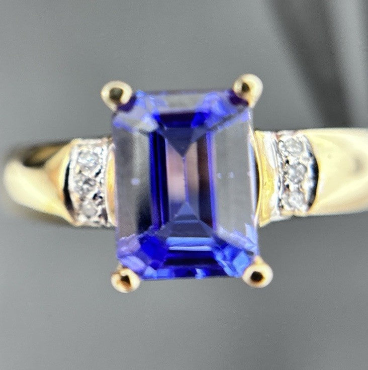 Tansanit 1,5ct Ring 585 gelb Gold 14 Karat Goldring Solitärring