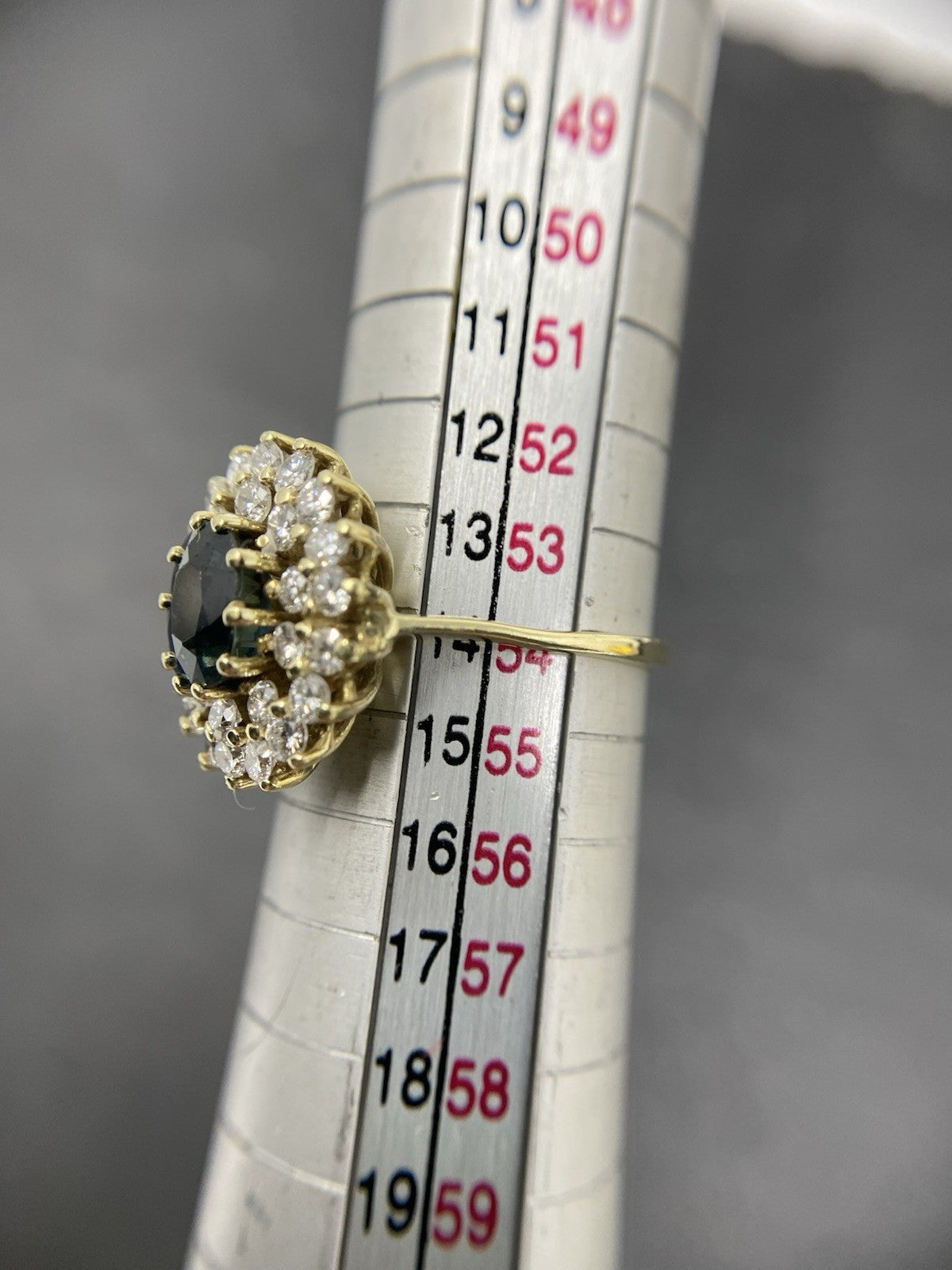 1ct Saphir Ring Und Brillanten | 14K/585 Gelbgold Gr. 54