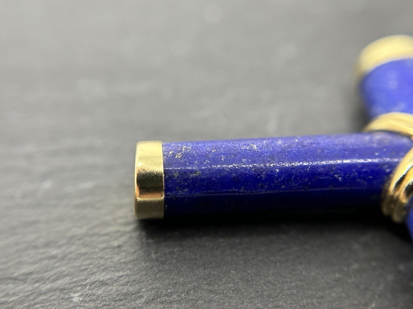 Gold Kreuz Lapislazuli 14K/585 Gelbgold Anhänger 3,5cm 