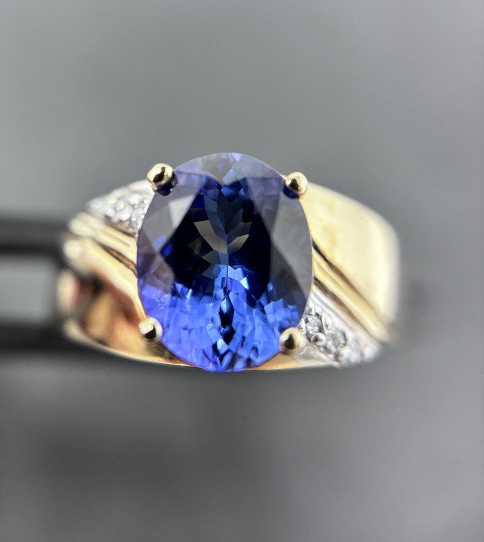 Tansanit 4ct Ring 585 gelb Gold 14 Karat Goldring Solitärring Harry Ivens