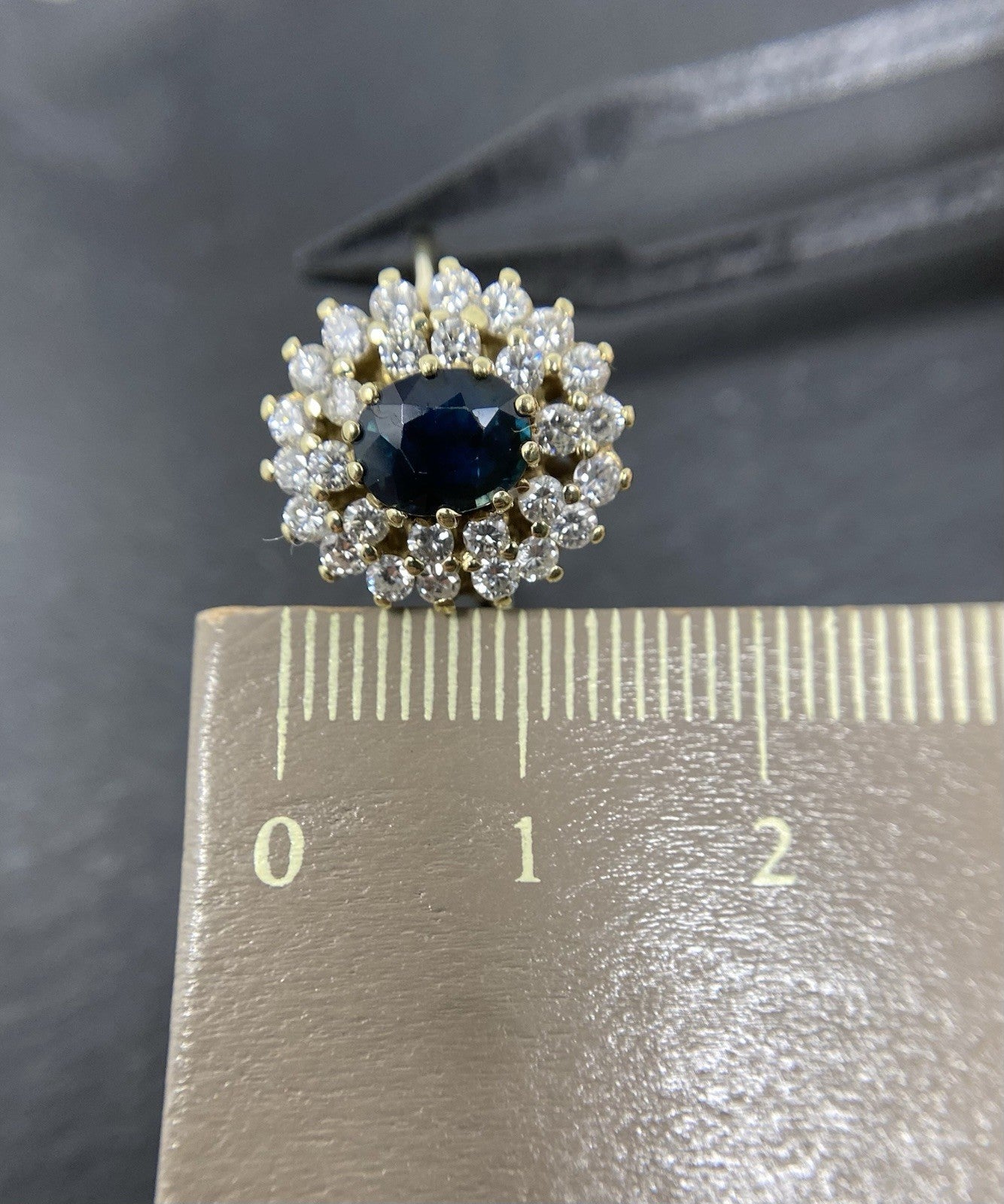 1ct Saphir Ring Und Brillanten | 14K/585 Gelbgold Gr. 54
