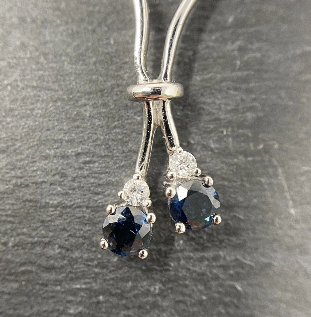 Edel Damencollier Weißgold mit Saphiren & Brillanten | 14K / 585 38,5cm