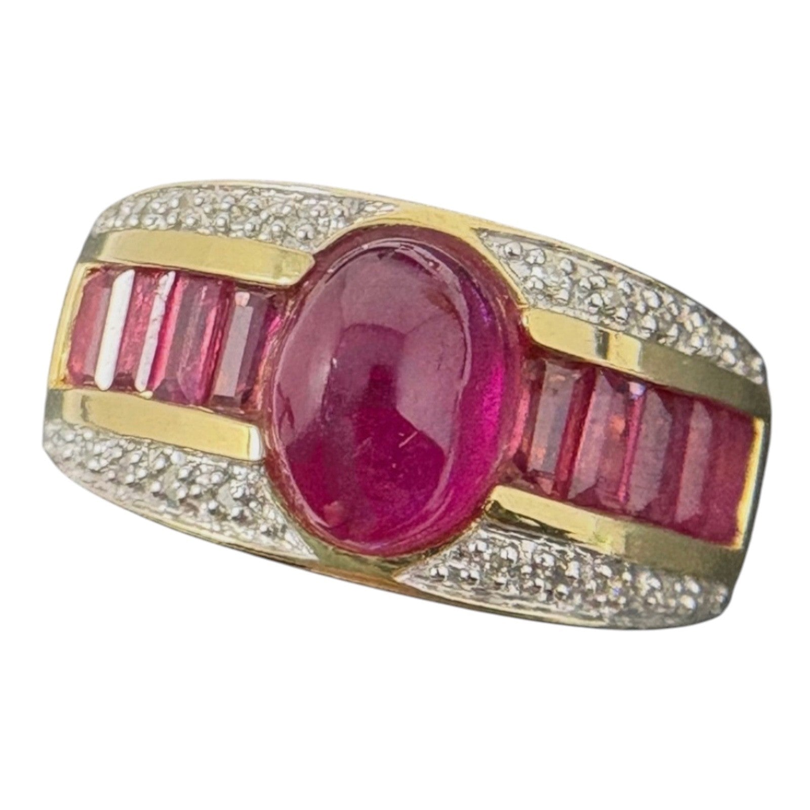 Cabochon Rubin 18K/750 Diamanten Gelbgold